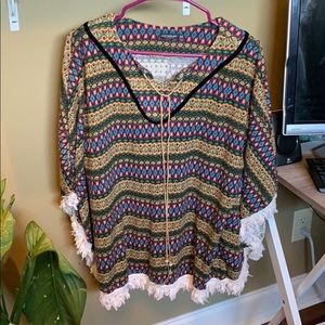 Tribal print poncho